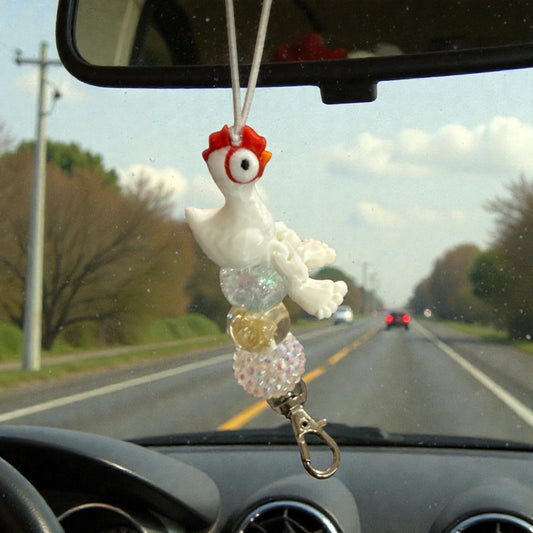 Chicken sits